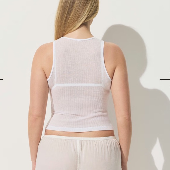 SKIMS Sheer Cotton Rib Crewneck Tank Light Heather Gray Small SOLD OUT - Picture 9 of 9
